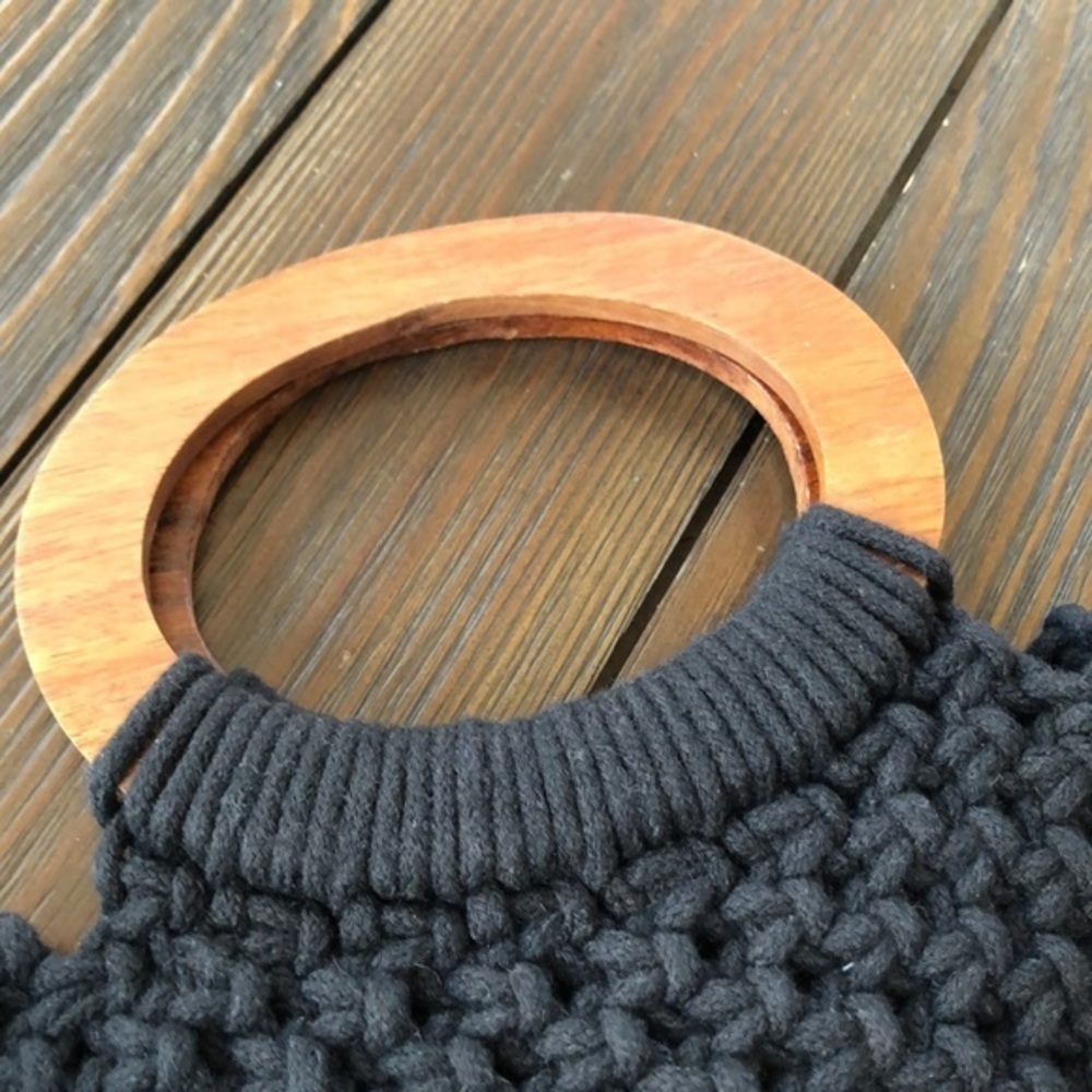 Danielle Nicole Black Fringed Macrame Boho Bag - image 8